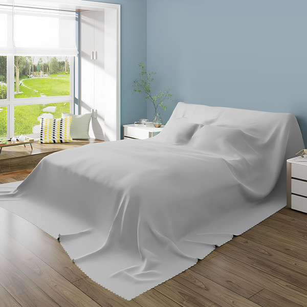 SIELUNO Furniture Dust Cover for Twin Size: Mattress Protector, Breathable, Washable - Light Grey - 200x240cm(79x94in)