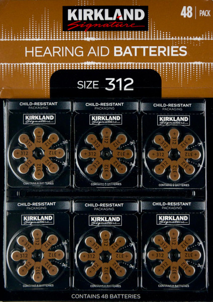 KIRKLAND Hearing aid Batteries Size 312 1.45 Volt Mercury Free