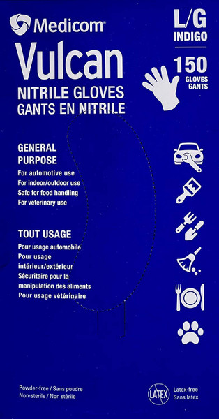 Medicom Vulcan Nitrile Gloves, 150 Count Large Medicom Vulcan Nitrile Gloves, 150 Count Large