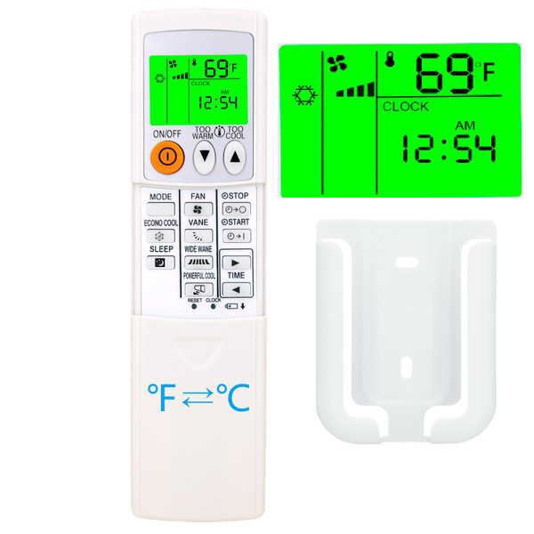 Universal Replacement for Mitsubishi Electric Mr Slim Air Conditioner Remote Control for MSZ-GL06NA,MSZ-GL09NA,MSZ-GL12NA,MSZ-GL15NA,with Backlit,Wall Mounting Bracket
