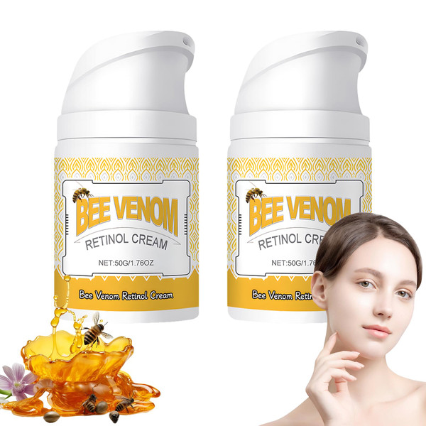 2PCS Bee Venom Retinol Skin Cream, Bee Venom Retinol Cream, Bee Venom Cream Professional Cream for All Skin Types, 2025 New Bee Venom Cream