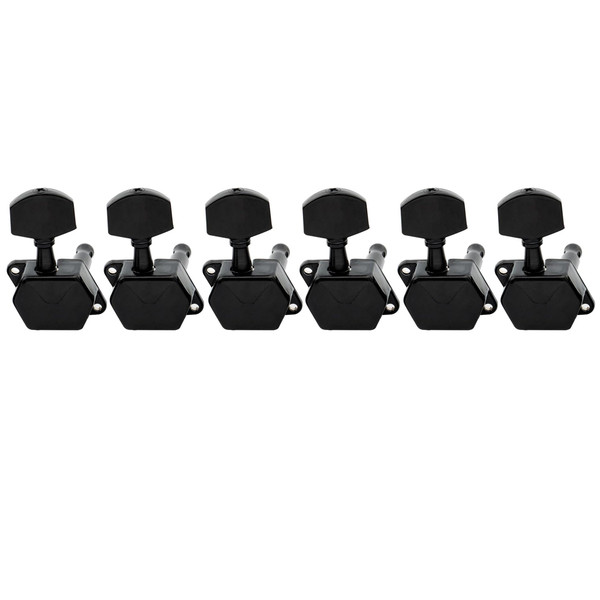 Musiclily Pro 6 in Line Semi Closed Guitar Tuners Tuning Pegs Machine Heads Set for Strat or Tele Style Replacement, Black
