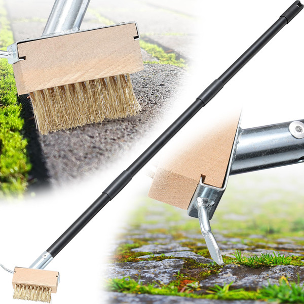 LLARGUEST Paver Weed Removal Tool, Crack Weeder Puller Tool Moss Remover with 45" Steel Long Handle Crevice Cleaning Tool for Patio, Sidewalk, Deck, Driveway, Pavers, Walkways and Stone Joints