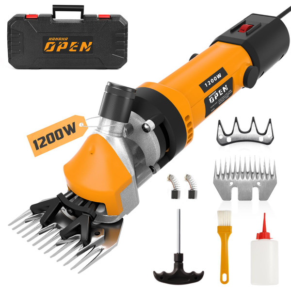 1200W Sheep Shears Clippers, 3200RPM 6-Speed Adjustable Heavy Duty Electric Sheep Shears for Dogs and Farm Livestock Grooming, 13T Blades, Professional Thick Coat Dog Clippers for Alpacas (Orange) 1200W Sheep Shears Clippers, 3200RPM 6-Speed Adjustable Heavy Duty Electric Sheep Shears for Dogs and Farm Livestock Grooming, 13T Blades, Professional Thick Coat Dog Clippers for Alpacas (Orange)