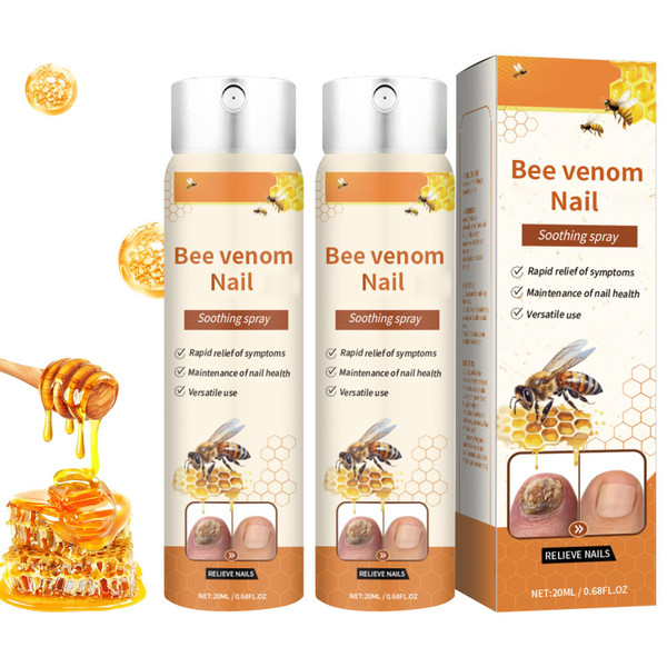 Bee Venom Nail Soothing Spray, Toe Nail Treatments for Damaged Nails, Nail care, Safely and Gently, 0.68 Fl Oz (2PCS)
