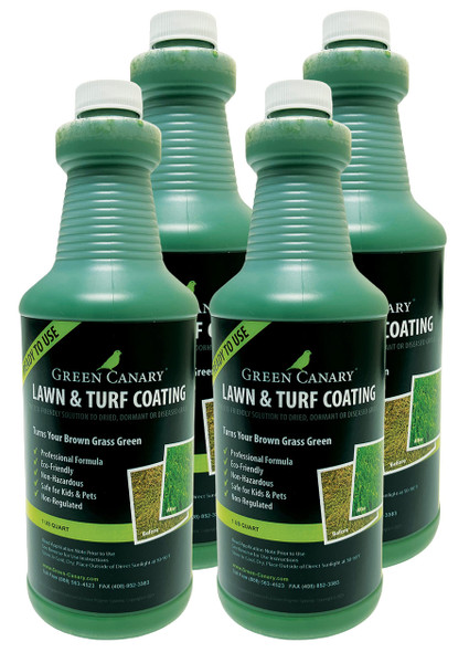 Green Canary Pre-Mixed Grass Colorant - 4 Liter Bottles (More Than 1 Gallon), High Purity, Environmentally Safe, Natural Looking Turf, Green Grass Paint, Ready to Apply Grass Colorant, Made in USA Green Canary Pre-Mixed Grass Colorant - 4 Liter Bottles (More Than 1 Gallon), High Purity, Environmentally Safe, Natural Looking Turf, Green Grass Paint, Ready to Apply Grass Colorant, Made in USA