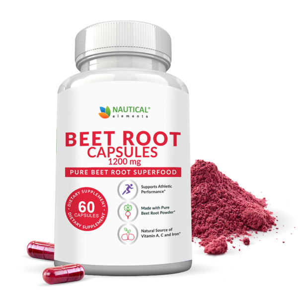 Beet Root Capsules - 1200mg Per Serving - 60 Beet Root Powder Capsules - Beetroot Powder Supports Blood Pressure, Athletic Performance, Digestive, Immune System (Pure, Non-GMO & Gluten Free Beet Root Capsules - 1200mg Per Serving - 60 Beet Root Powder Capsules - Beetroot Powder Supports Blood Pressure, Athletic Performance, Digestive, Immune System (Pure, Non-GMO & Gluten Free