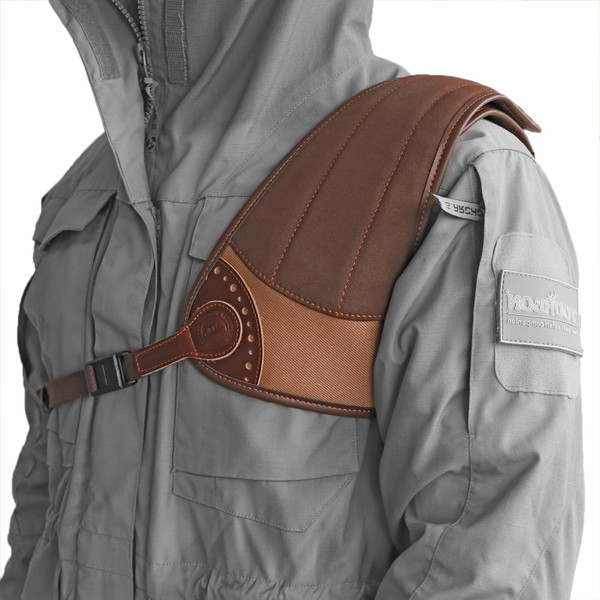 TOURBON Shooting Recoil Shields Shotgun Rifle Left Right Shoulder Pads Adjust to Fit Recoil Reduction - Canvas and Leather (Left Handed)