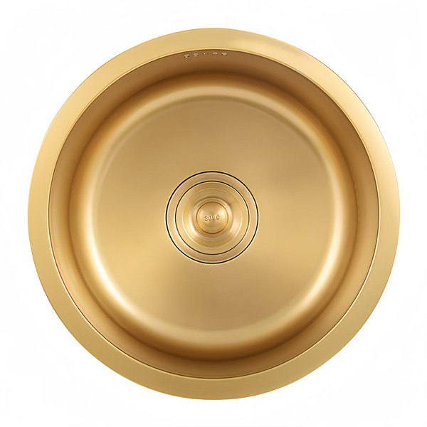 Gold Round RV Sink 14 Inch Undermount Kitchen Single Bowl Sink, SUS304 Stainless Steel Bar Counter Small Sink With Accessories (Gold, 14.2x14.2in)
