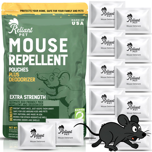Reliant Pet Mouse Repellent Pouches - Rodent Repellent Made in USA (12 Pouches) - Keep Rodents Out of Cars Engines - Mice Repellent Indoor and Outdoor - Mouse Deterrents That Work with Peppermint Oil Reliant Pet Mouse Repellent Pouches - Rodent Repellent Made in USA (12 Pouches) - Keep Rodents Out of Cars Engines - Mice Repellent Indoor and Outdoor - Mouse Deterrents That Work with Peppermint Oil