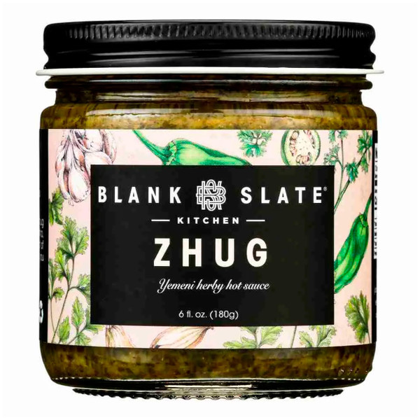 Blank Slate Kitchen Zhug (6 oz) | Spicy Middle Eastern Herby Green Hot Sauce (Yemeni Skhug) | Vegan & Gluten-free | Blend of Jalapenos, Cilantro, Parsley, Garlic, Lemon Juice & Olive Oil
