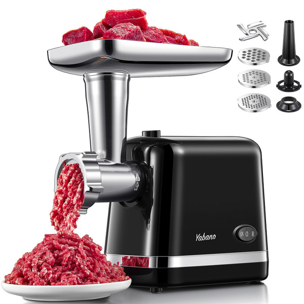 Electric Meat Grinder, Heavy Duty Meat Mincer, Sausage Stuffer Maker, Food Grinder with Sausage & Kubbe Kit, 3 Grinder Plates, Stainless Steel (Black)