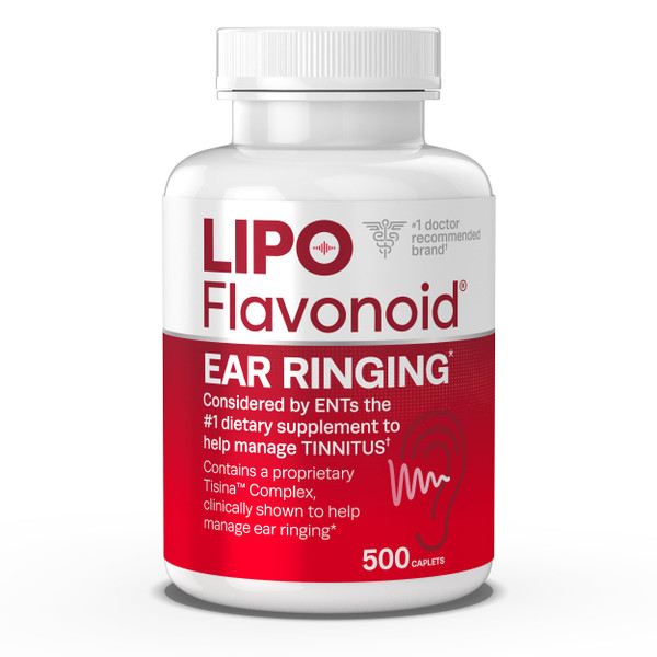 Lipo-Flavonoid Plus Tinnitus Relief - Doctor-Recommended for Ringing Ears - Clinically-Proven Lemon Bioflavonoid Complex with Vitamins C, B1, B2, B6, B12, & Calcium - 500 Caplets