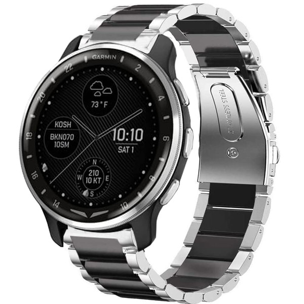 Compatible for Garmin D2 Air Band, Lamshaw Quick Release Stainless Steel Metal Replacement Straps Compatible with Compatible with Garmin D2 Air X10 GPS Smartwatch (Silver-Black) Compatible for Garmin D2 Air Band, Lamshaw Quick Release Stainless Steel Metal Replacement Straps Compatible with Compatible with Garmin D2 Air X10 GPS Smartwatch (Silver-Black)