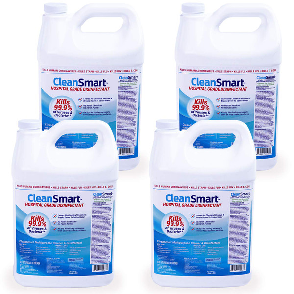 CleanSmart Hospital Grade Disinfectant, Kills 99.9% of Viruses and Bacteria, Hypochlorous Acid Technology, EPA Registered, 4 Gallons (HOCL)