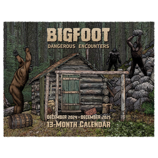 2025 Bigfoot Calendar - 13 Month Wall Calendar 11" X 19" Opened - Fun Gift for Fans of Sasquatch, Cryptids, and the Unknown (Dangerous Encounters)