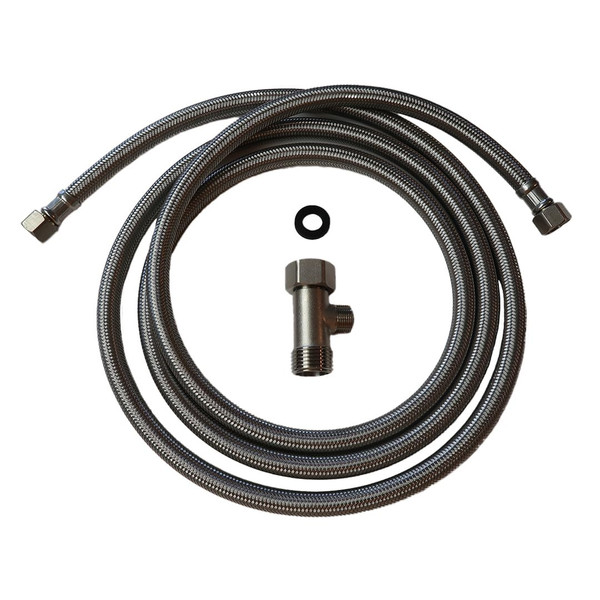 Home Bidet to RV Bidet Water Inlet Adapter Kit - 7' Braided Stainless Steel Hose with 1/2" Brass Mini Adapter. (Compatible with other Bidet brands) Home Bidet to RV Bidet Water Inlet Adapter Kit - 7' Braided Stainless Steel Hose with 1/2" Brass Mini Adapter. (Compatible with other Bidet brands)