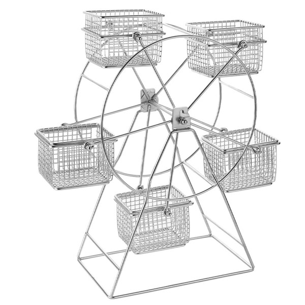 ASkinds Ferris Wheel Rotating Snack Serving Tray for French Fries, Fried Chicken, Dessert Carrier, Fried Food Display Stand for Carnival and Circus Theme Party Wedding Party Furnishing(Silvery)