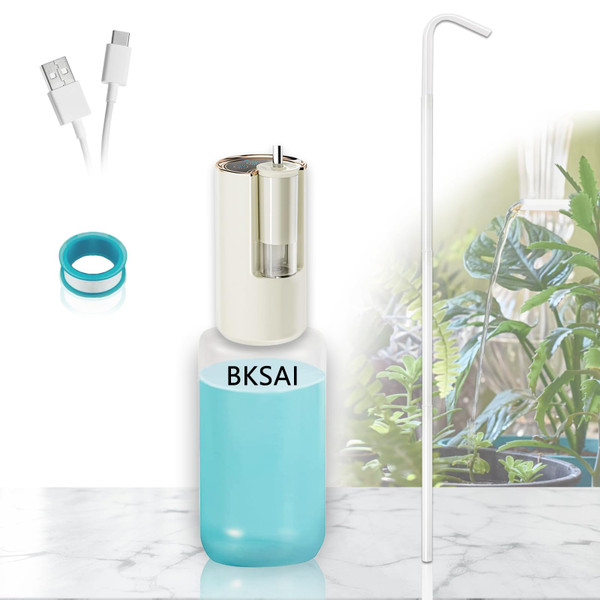 BKSAI Electric Watering Bottle for Hanging Plants Rechargeable Battery Powered Watering Can Comfort High Reach Plant Watering without Painful Squeeze Rigid 21" Long Spout