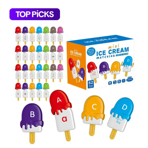 Ice Cream Shaped Alphabet Letters Matching Toy, 52pcs/set Counting Toy, Learning Toy for Boys Girls, Fine Motor Skills Toys #TOP PICKS