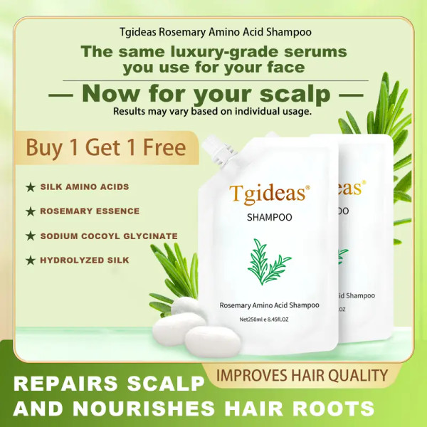 Buy 1-Get 1 Free!】Tgideas Anti-Hair Fall Hair Loss Treatment Shampoo Oil Control Anti Dandruff Haircare Rosemary Zinc PCA Help Hair Growth Amino Acid Hydrolyzed Protein Repair Reduce Hair Loss Scalp Cleanser Conditioner 250ML Gentle Smoother