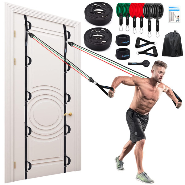 Brebebe Door Anchor Strap for Resistance Bands Exercises, Multi Point Gym Attachment Home Fitness, Portable Band Workout Equipment (1 Anchor+Resistance Set), Black Brebebe Door Anchor Strap for Resistance Bands Exercises, Multi Point Gym Attachment Home Fitness, Portable Band Workout Equipment (1 Anchor+Resistance Set), Black