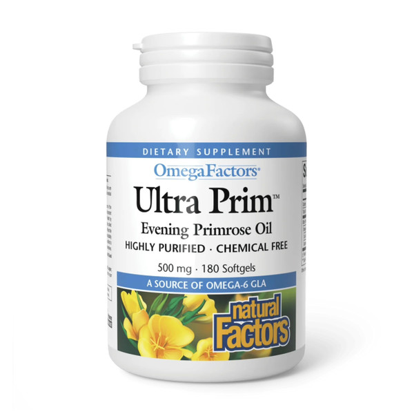 Natural Factors Omega Factors, Ultra Prim Evening Primrose Oil, 500 mg, 180 Softgels