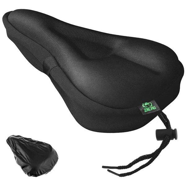 Zacro Bike Seat Cushion - Gel Padded Cover for Men Women Comfort, Extra Soft Exercise Bicycle Compatible with Peloton, Stationary or Cruiser Seats