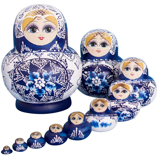 YAKELUS Russian Nesting Dolls for Kids Matryoshka Doll 10pcs Handmade
