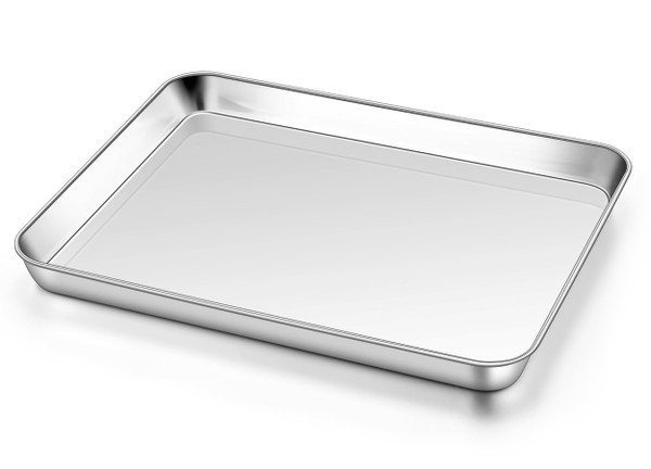 Homikit 1 Pack Baking Sheet, 9 x 13 Inches Stainless Steel Quarter Sheet Pan Set for Baking Cooking Toasting, Metal Cookie Tray Fits Toaster Oven, Non Stick & Rust Free, Dishwasher Safe