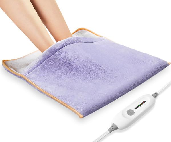 Electric Heated Foot Warmer - Auto Shut Off, Ultra Soft Flannel Heating Pad for Foot, Extra Large Heat Therapy Wrap for Feet, Back, Waist, Abdomen with Long Cord, 22" x 20"
