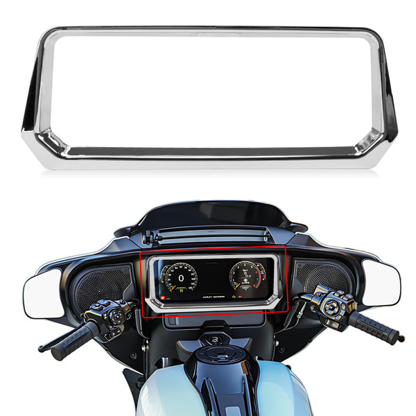 Inner Fairing Dashboard Trim Kit - PSLER Fiber Stereo Speedometer Gauge Trim Cover for Road Glide CVO Road Glide ST 2024(Chrome)