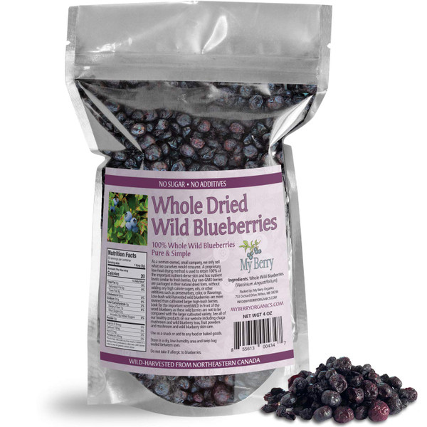 Whole Dried Wild Blueberries | No Added Sugar, Oils, Or Preservatives | Canadian Grown | 4oz