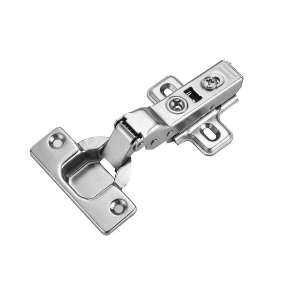 Luokim 4 Pack 2 Pairs Half Overlay Soft Close Cabinet Hinges European Kitchen Heavy-Duty Frameless Adjustable 35mm Cup Hidden Cabinet Hinges Two-Hole Square Mounting Plate Nickel Plated Finish
