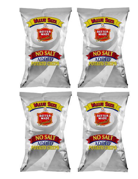 Better Made No Salt Added Potato Chips - Four (4) Pack - 5oz Value Size Bags