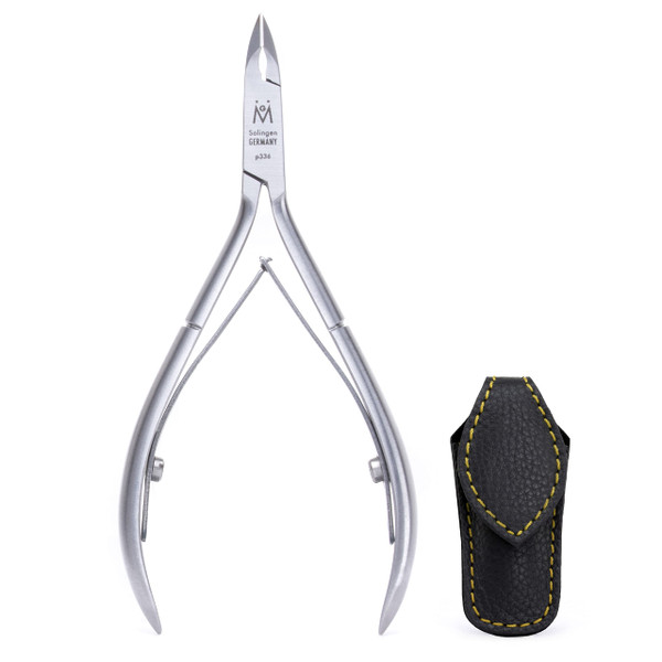 GERMANIKURE Luxury Cuticle Nipper in Leather Case, Double Sharpened, Ethically Made in Solingen Germany