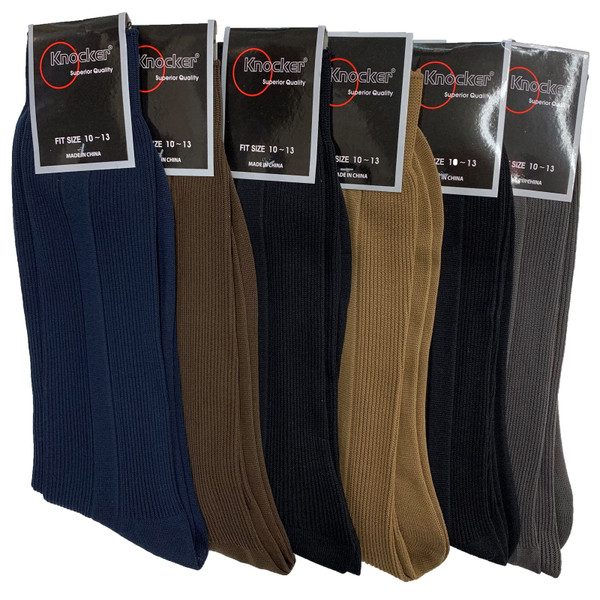 6 Pairs Mens Dress Socks Multi Color Casual Work Size 10-13 Crew