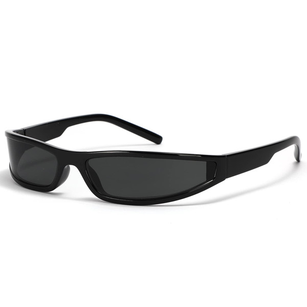 SHEEN KELLY Trendy Futuristic Sunglasses for Men Women Retro Narrow Wrap Around Sqaure Frame Shades Glasses Y2K Eyewear