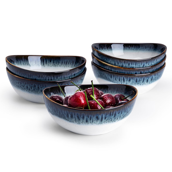 Sweese Porcelain Handmade 18 Oz Soup Bowls Set of 6, for Cereal | Salad | Pasta - Microwave, Dishwasher, and Oven Safe, Each Different