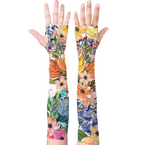 YPHCDO Gardening Sleeves for Women Men Farm Sun Protection Arm Cooling Garden Sleeves with Thumb Hole for Garden Sports (OrangeFloral)