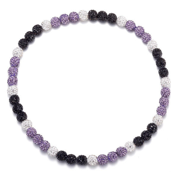 HSWYFCJY Baseball Beaded Chain Necklace for Men Women, Rhinestone Discoball Drip Accessories Purple Black and White Baseball Necklaces Gifts for Men Inspired Softball Jewelry Gifts 20IN