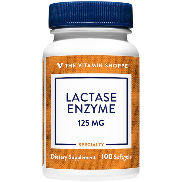 The Vitamin Shoppe Lactase Enzyme 125MG, Supports Lactase or Dairy Digestion, Natural Support for Healthy Digestion (100 Softgels)