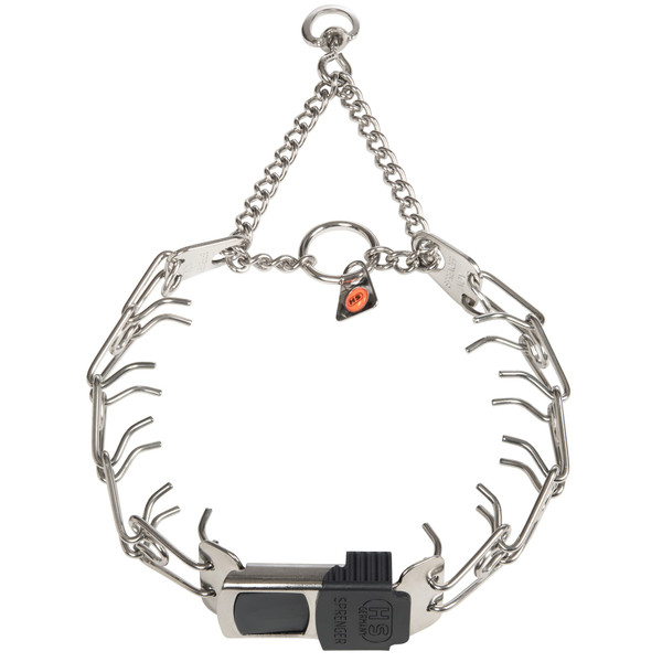 Herm Sprenger Dog Training Prong Collar with Quick Release Cliclock Buckle & Swivel Ring | Adjustable Length German Made Stainless Steel Collar for Small to Medium Dogs Up to 15" Neck (2.25mm Prongs)