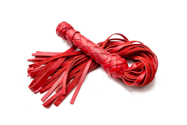 MarquiseDeBliss Genuine Leather Handcrafted Gentle Horse Whip - Thick Equestrian Training and Riding Essential - Riding Tools (19.7 Inches, Red)