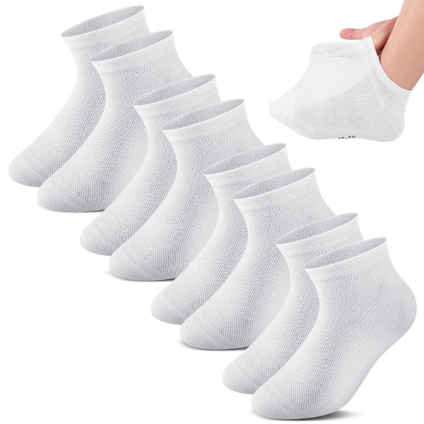 Twistover 4 Pairs Extra Wide Diabetic Socks Low Cut Thin Bariatric Sock Non Binding Plus Size Anklets for Men Swollen Feet(White)