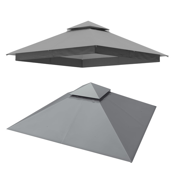 LAUSAINT HOME Gazebo Replacement Canopy Top 10'x10', Removable Vented Double Top Cover, UV-Protected, 100% Polyester, for Backyard, Garden, Lawn, Smoke Gray