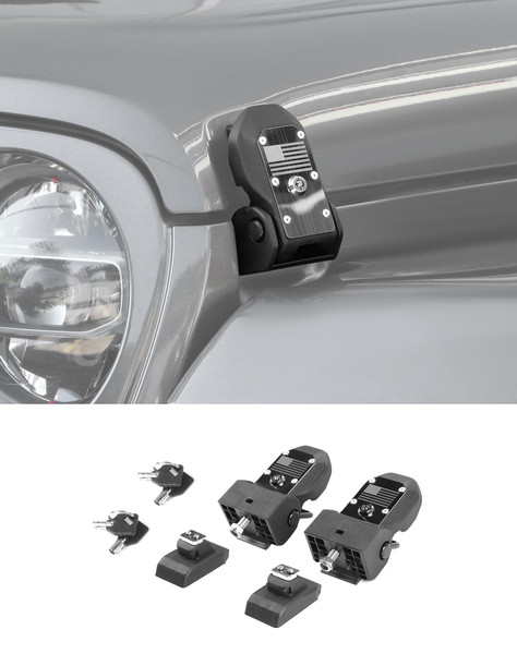 DSWSQ Locking Hood Latches with Keys Compatible with 2018-2025 Jeep Wrangler JL/Gladiator JT, 2pcs Anti-Theft Hood Engine Buckle Lock Catch Bonnet Fastener for Wrangler Exterior Accessories, US Flag