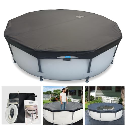 SIHAIAN 20 Ft Pool Cover, with Automatic Drain Round Pool Cover, One-Piece Quick Installation and Removal Above Ground Pool Cover, Preventing Waterlogging, UV Protected Solar Swimming Pool Cover