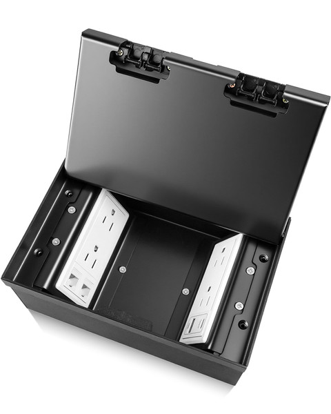 Recessed Flat Hidden Socket Kit with 4 15A AC Receptacle+2 5V 1.5A USB Charging Port+2-Port RJ45 Datacom Receptacle, Recessed Floor Outlet with Cover Plate, Electrical Outlet Covcer Box