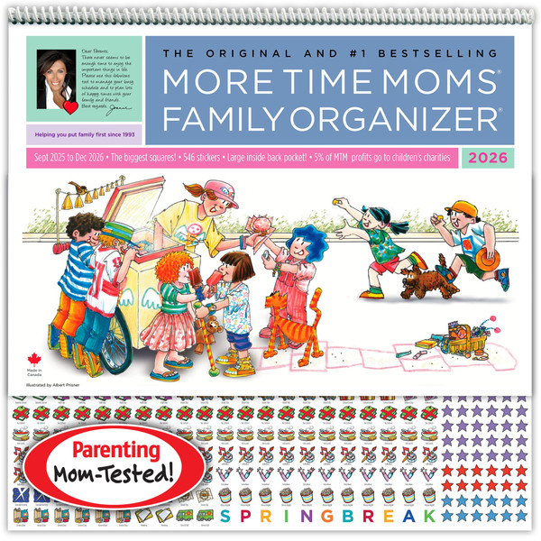 More Time Moms Family Organizer & Calendar, 2026 (15x22 Inches) - September 2025 to December 2026 - Larger & More Space for in-Depth Planning - Includes Over 500 Stickers, 16 Months, & Much More